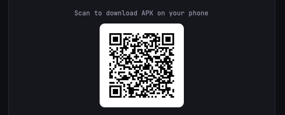 QR code labelled "Scan to download APK on your phone"